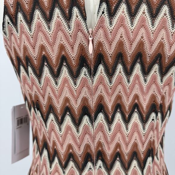 Donna Morgan Halter Mini Dress 6 Zigzag Lace Ruffle Hem Retro Party 70s Cocktail - Picture 7 of 11